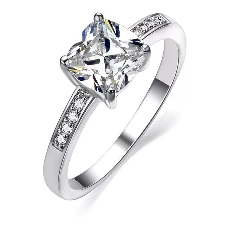 LA TIENDA 88 JOYAS Y ACCESORIOS - La Tienda 88 - Anillo De Compromiso Amor Mujer Bañado Oro 18k - Blanco