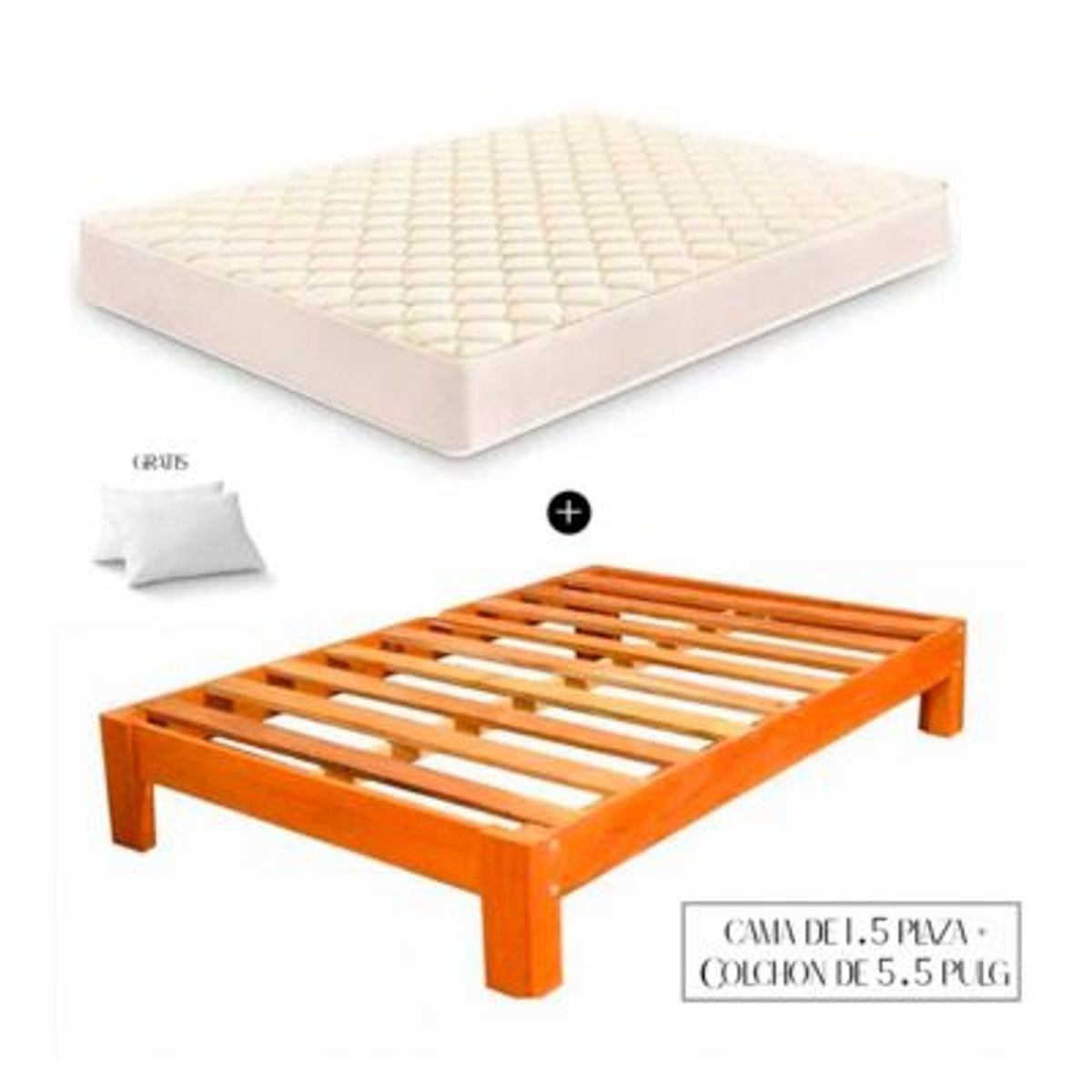 GENERICO - Tarima Desarmable 1.5 plz Con Colchón Zebra 5.5Pulg