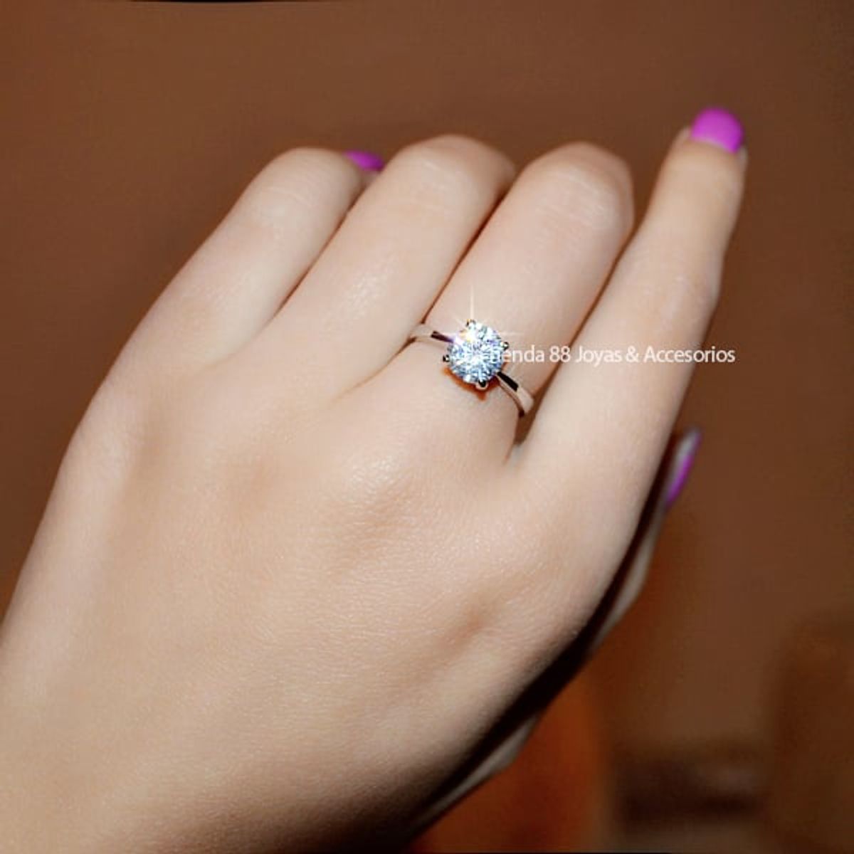 LA TIENDA 88 JOYAS Y ACCESORIOS - La Tienda 88 - Anillo de Compromiso Mujer Bañado en Oro 18k - Blanco