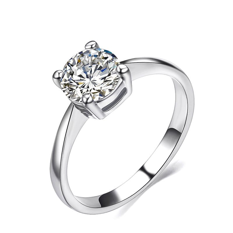 LA TIENDA 88 JOYAS Y ACCESORIOS - La Tienda 88 - Anillo de Compromiso Mujer Bañado en Oro 18k - Blanco