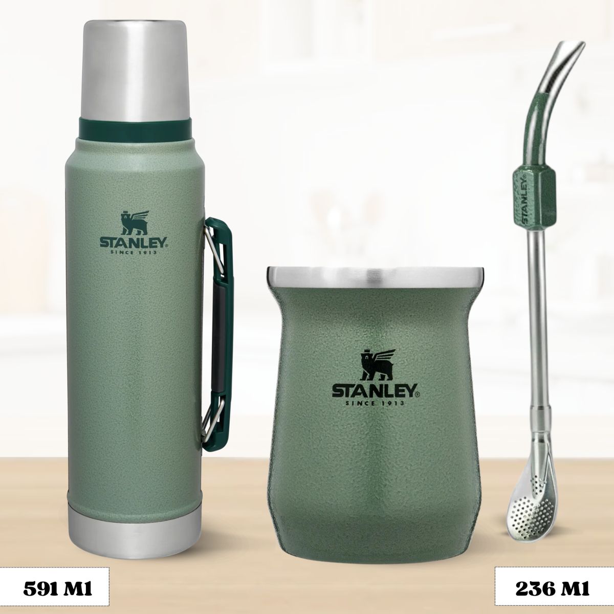 STANLEY - Combo Stanley Termo Classic 946 + Matero 236 Ml + Bombilla Verde