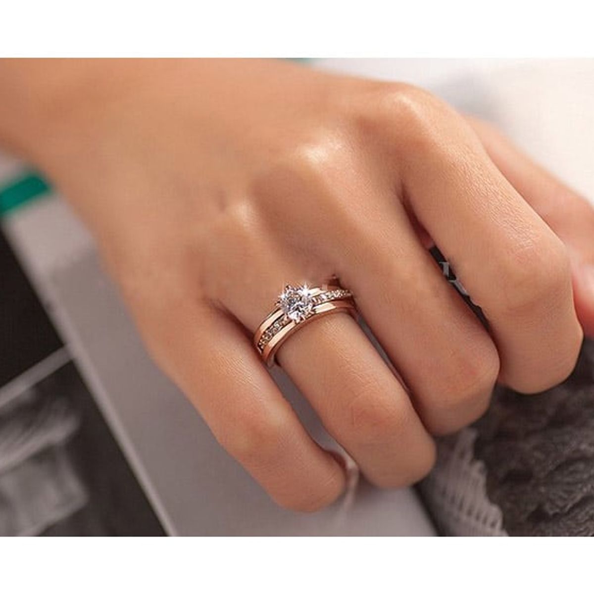 LA TIENDA 88 JOYAS Y ACCESORIOS - La Tienda 88 - Anillo De Compromiso Amor Mujer Bañado Oro 18k - Blanco