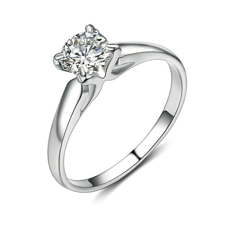 LA TIENDA 88 JOYAS Y ACCESORIOS - La Tienda 88 - Anillo de Boda Mujer Bañado En Oro De 18k. - Blanco