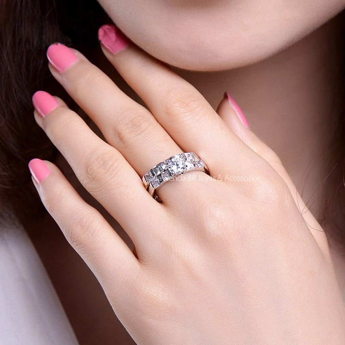 LA TIENDA 88 JOYAS Y ACCESORIOS - La Tienda 88 - Anillo De Compromiso Mujer Bañado Oro 18k. - Blanco