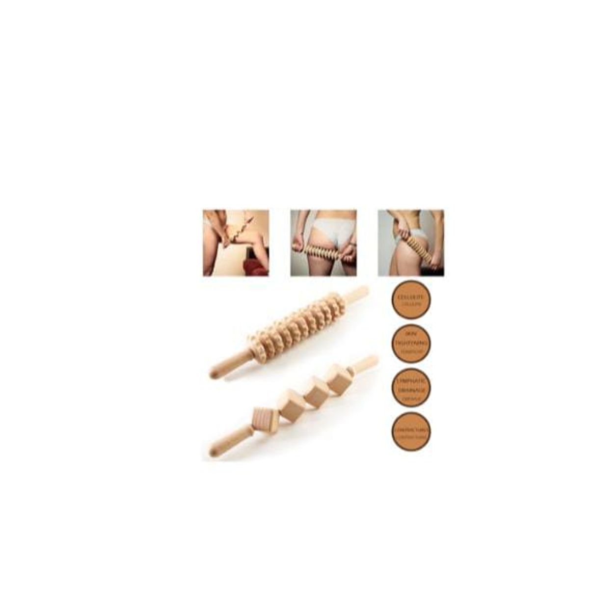 GENERICO - Set de 2 Rodillos de Maderoterapia