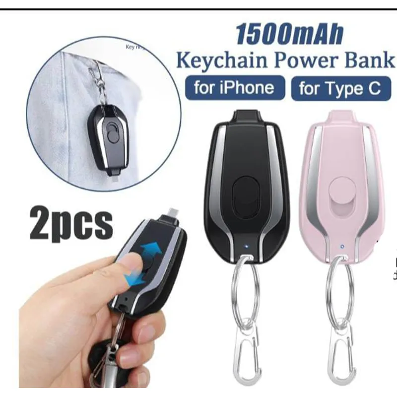 GENERICO - PACK 1 PHONE Y 1 TIPO C CARAGADOR LLAVERO