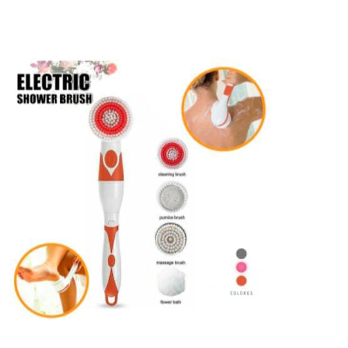 GENERICO - CEPILLO GIRATORIO DE BAÑO PORTABLE A PILAS