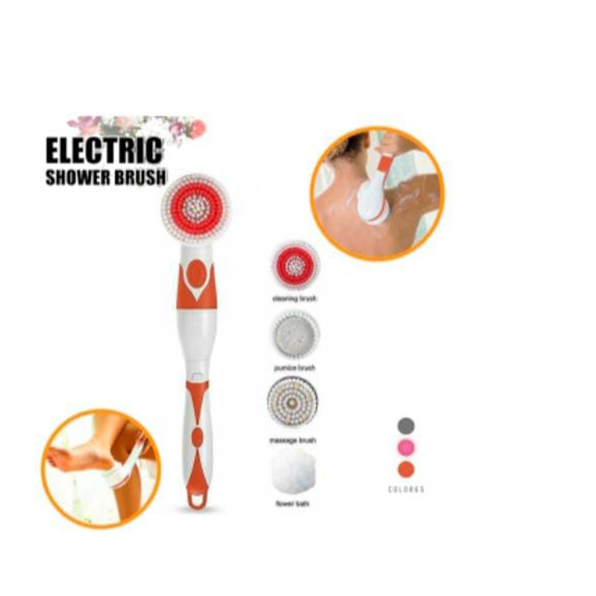 GENERICO - CEPILLO GIRATORIO DE BAÑO PORTABLE A PILAS