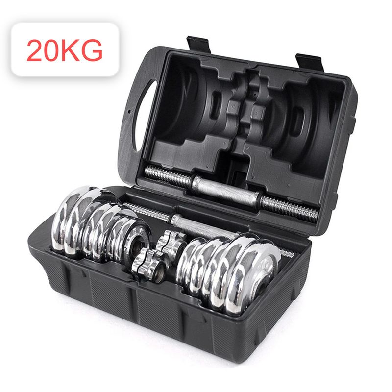 OEM - Set de Mancuernas Cromadas Pesas 20 Kg Regulable Maletín