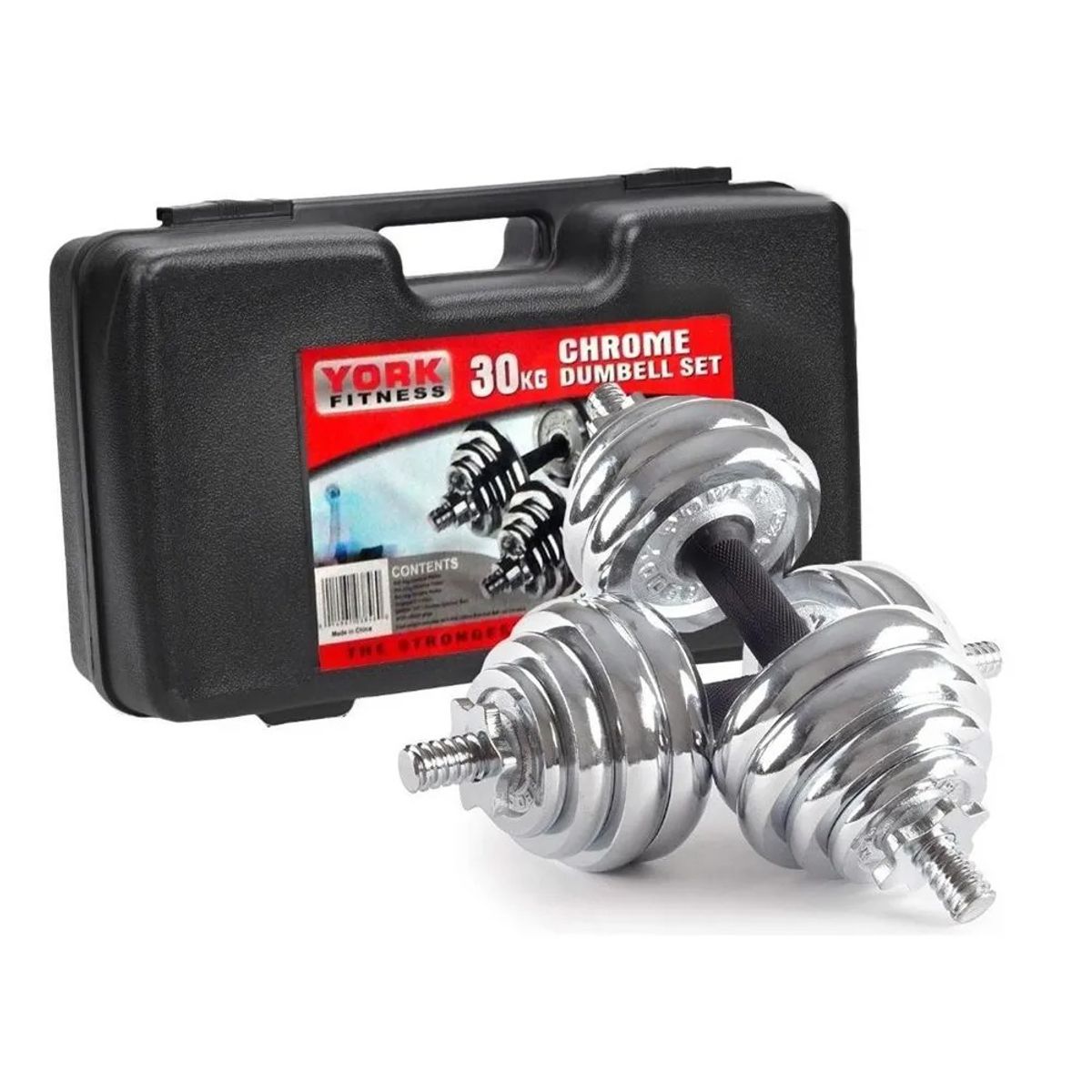 OEM - Set de Mancuernas Cromadas Pesas 30Kg Regulable Maletín