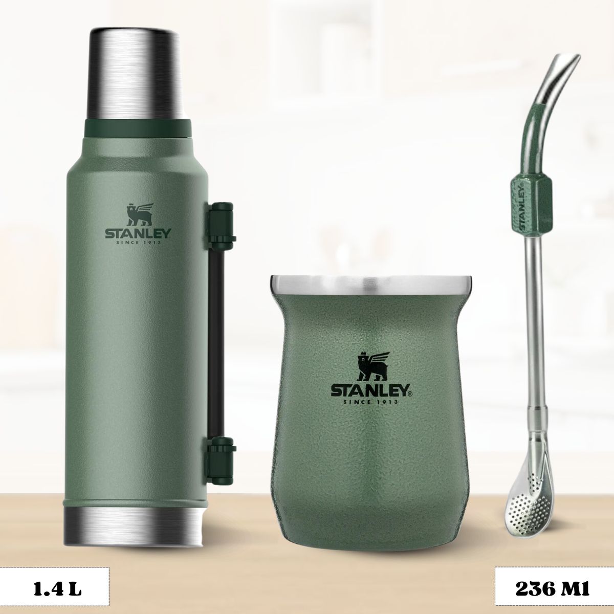 STANLEY - Combo Stanley Termo Classic 14 L + Matero 236 Ml + Bombilla Verde