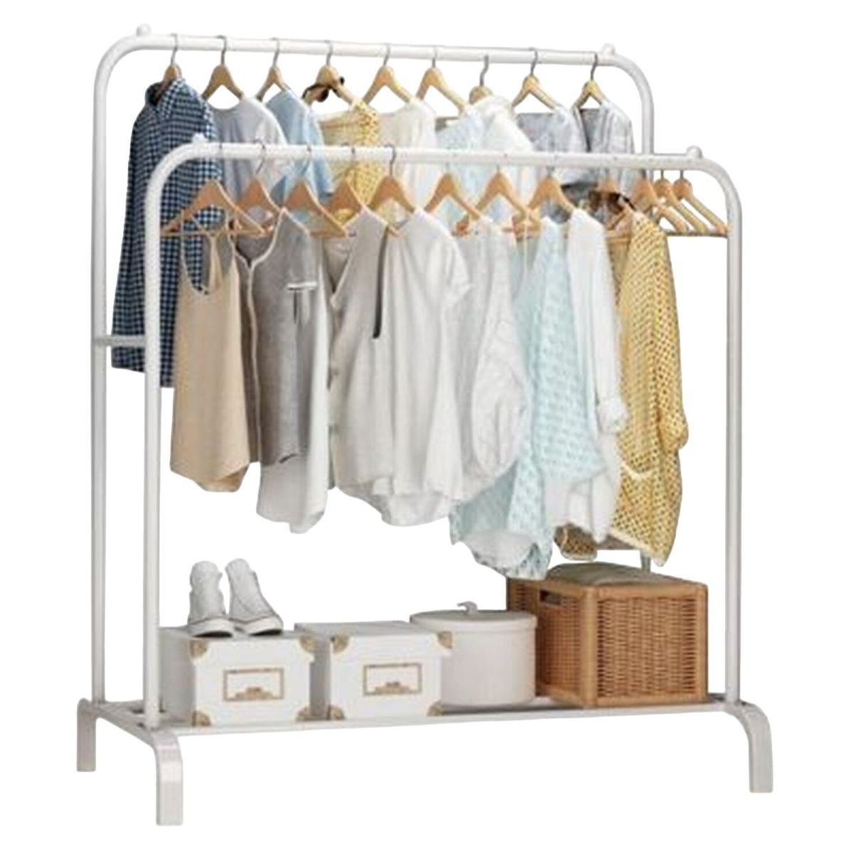 GENERICO - PERCHERO METALICO CLOSET DOBLE ORGANIZADOR EXHIBICION BLANCO