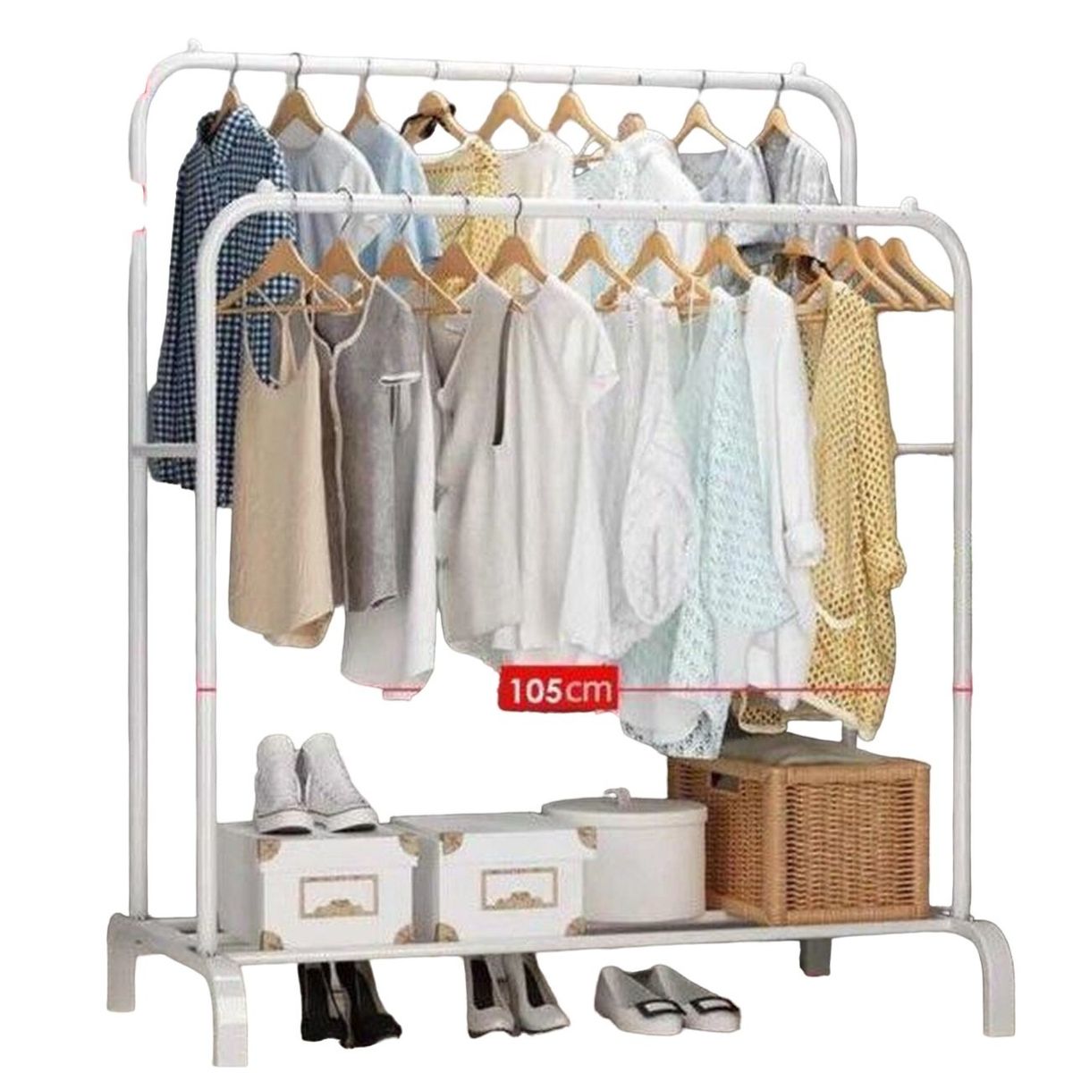 GENERICO - PERCHERO METALICO CLOSET DOBLE ORGANIZADOR EXHIBICION BLANCO