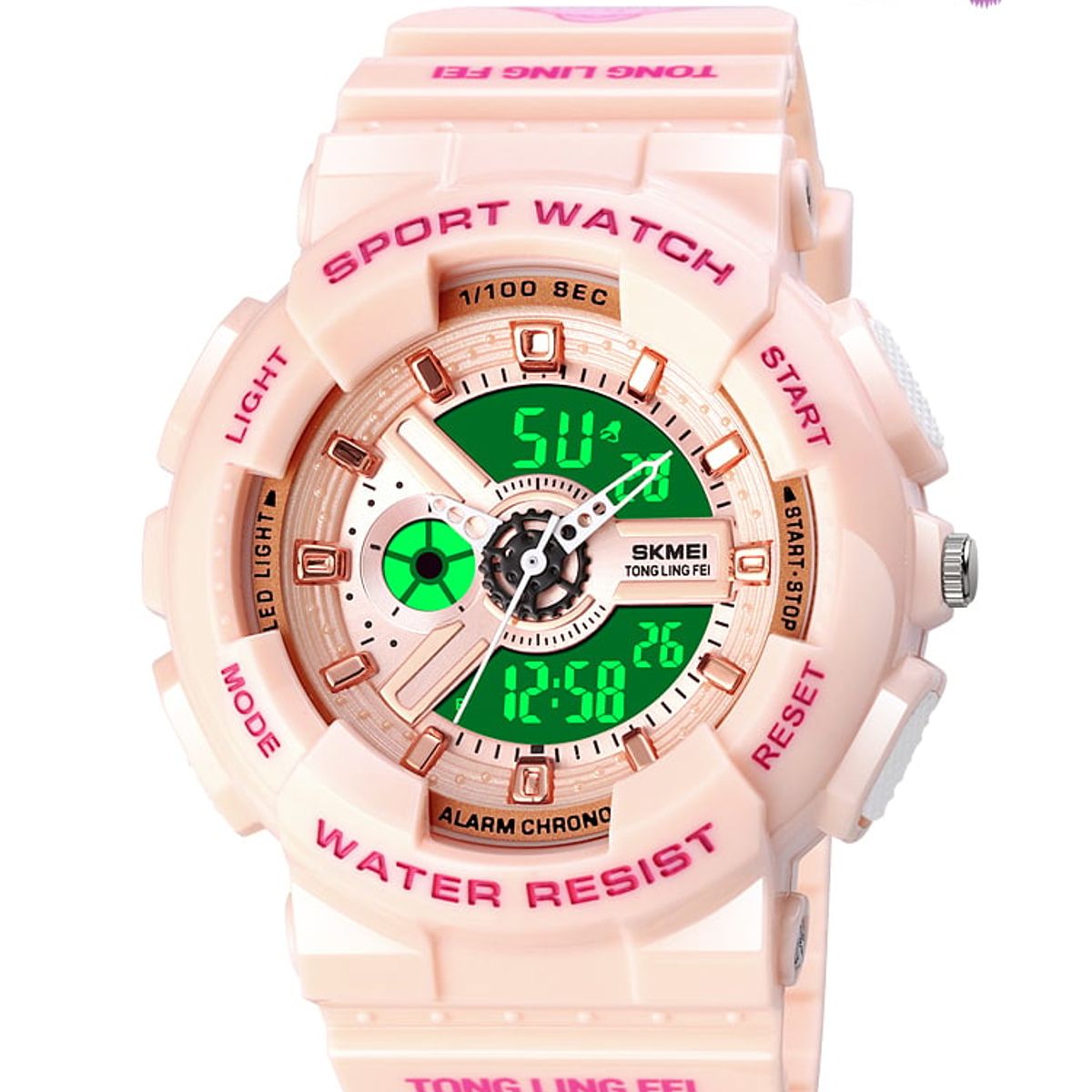 SKMEI - Reloj Skmei 1689 Rosado Psychic Princess Digital y Analogico