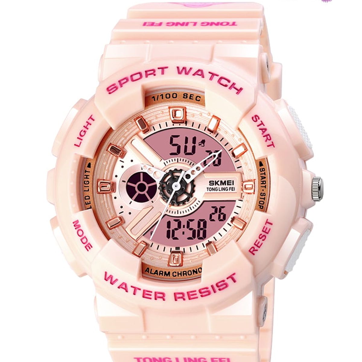 SKMEI - Reloj Skmei 1689 Rosado Psychic Princess Digital y Analogico