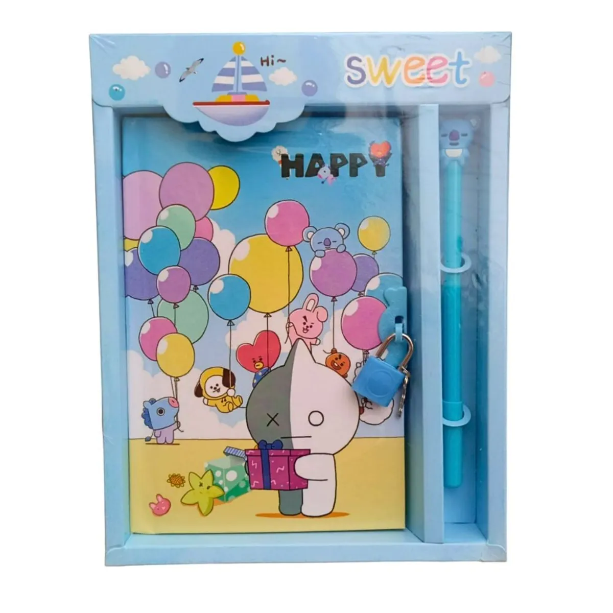 GENERICO - Agenda Notebook Planner Azul con Candado BTS BT21