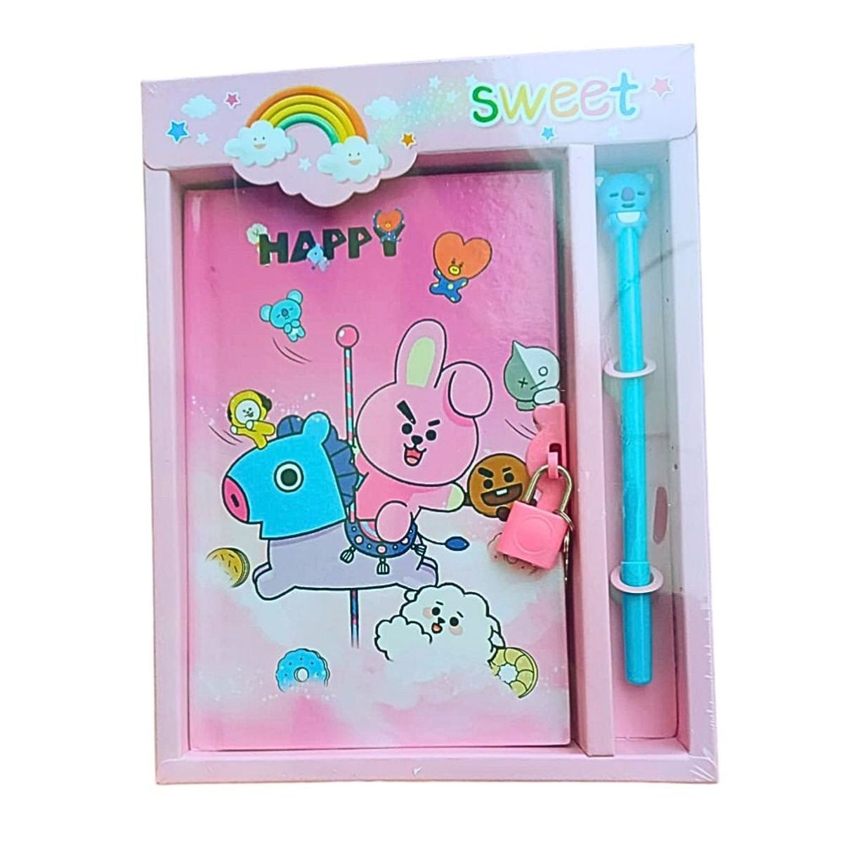 GENERICO - Agenda Notebook Planner Rosa con Candado BTS BT21