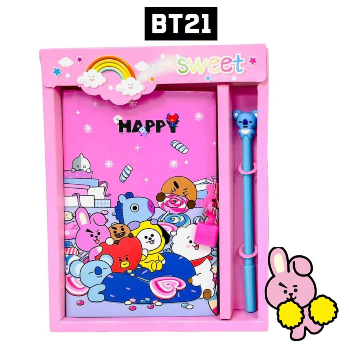 GENERICO - Agenda Notebook Planner Rosa con Candado BTS BT21