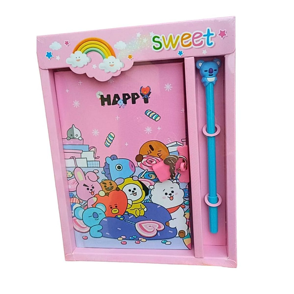 GENERICO - Agenda Notebook Planner Rosa con Candado BTS BT21