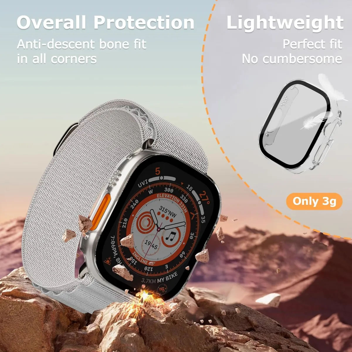 GENERICO - Funda Case para Apple Watch Ultra 49mm + Protector de pantalla