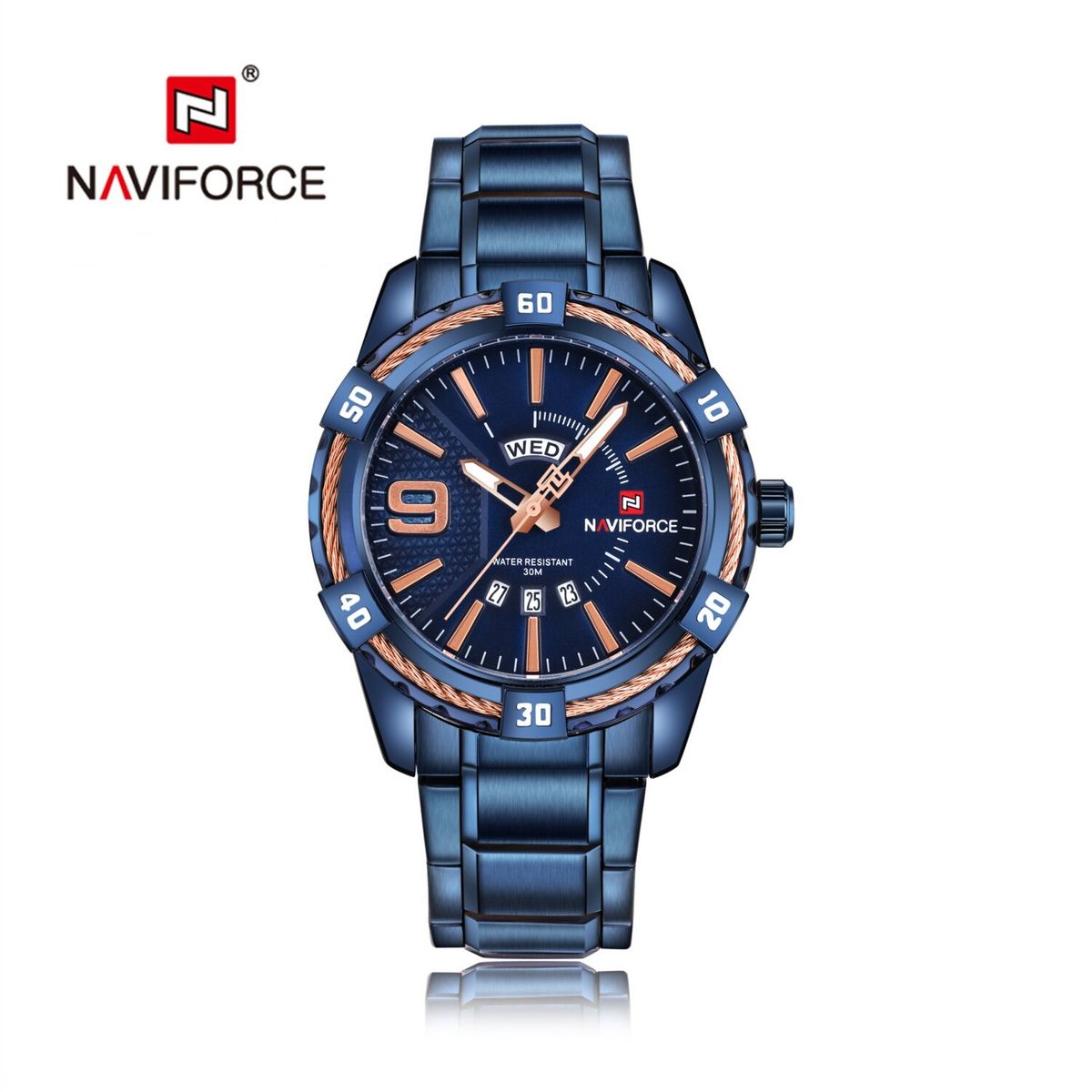NAVIFORCE - Reloj Naviforce Hombre NF9117 Azul Analógico Correa Inoxidable