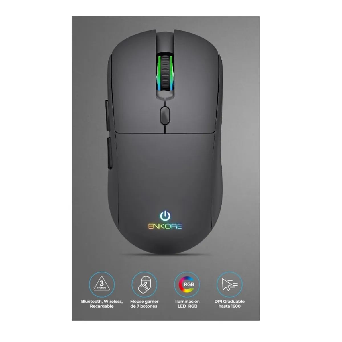 ENKORE - Mouse Gamer Falcon Recargable Rgb 7b 1600dpi Enkore