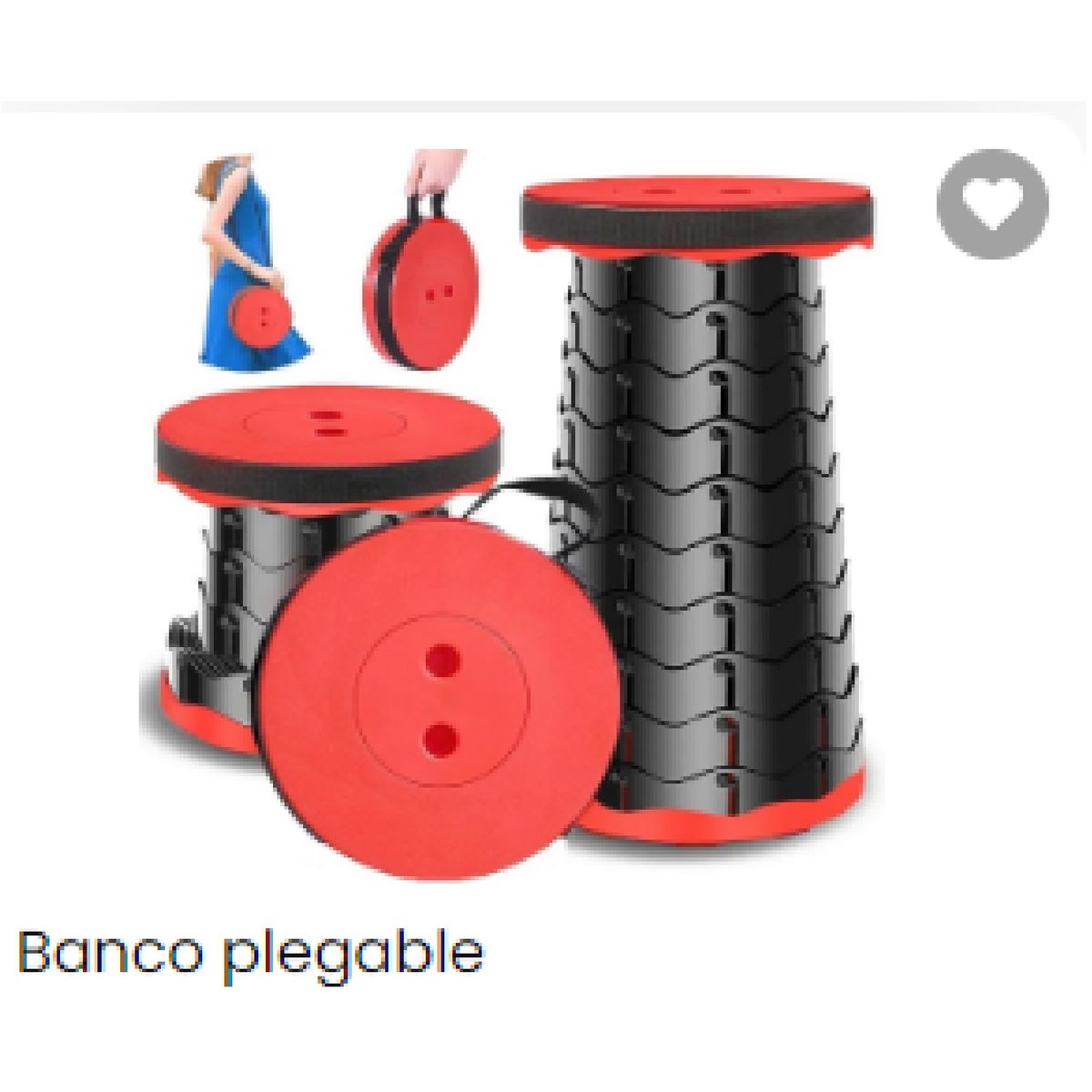 GENERICO - Banco Portátil Plegable Telescópica Graduable Retráctil