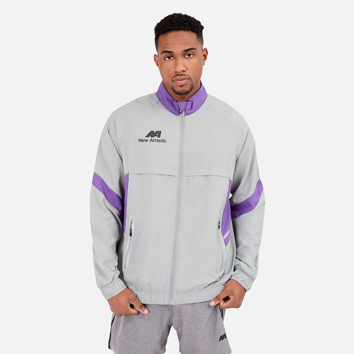 NEW ATHLETIC - Cortaviento New Athletic Logan Gris Con Morado Hombre
