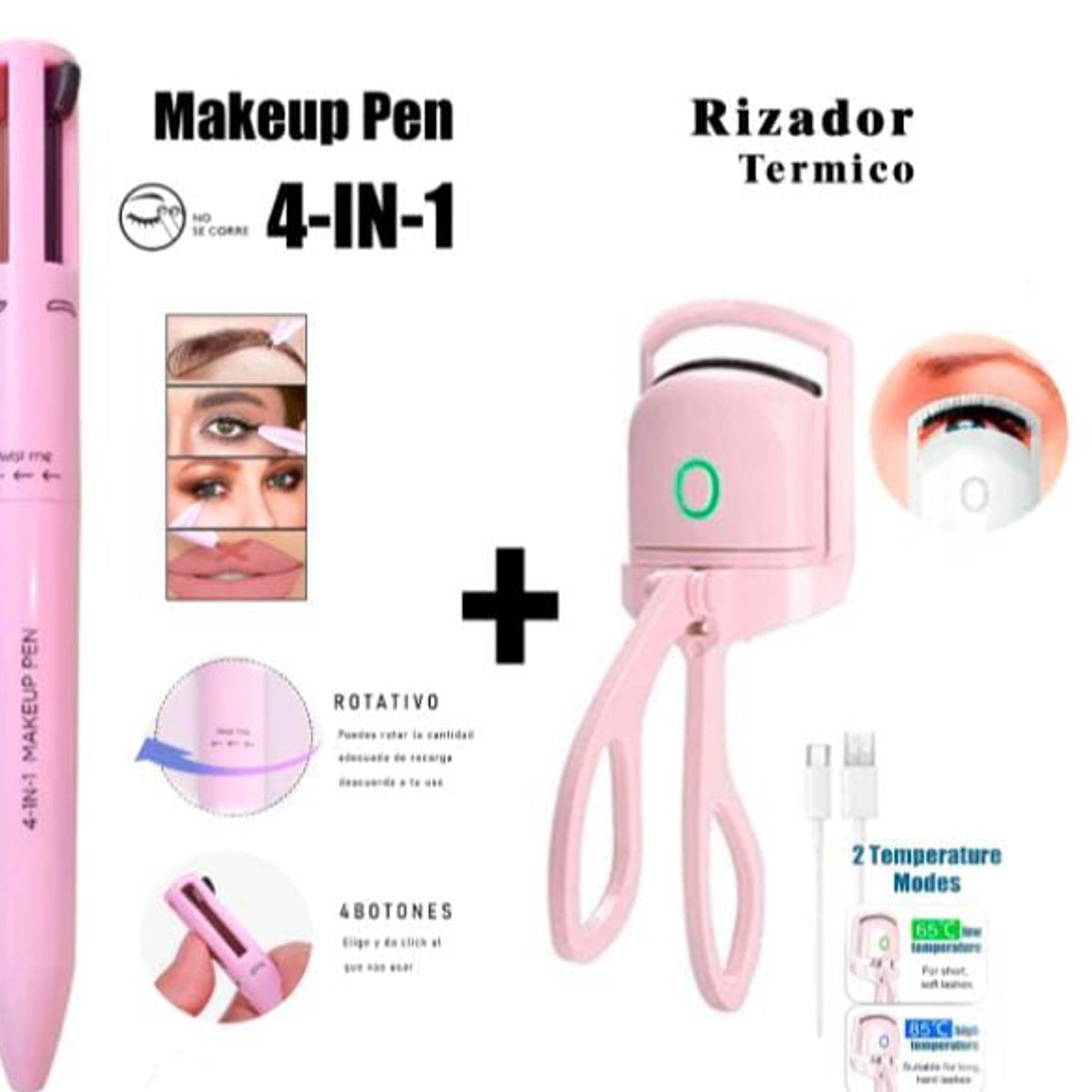 GENERICO - Pack Make Up Pen 4en1 Rizador de Pestañas Electrico