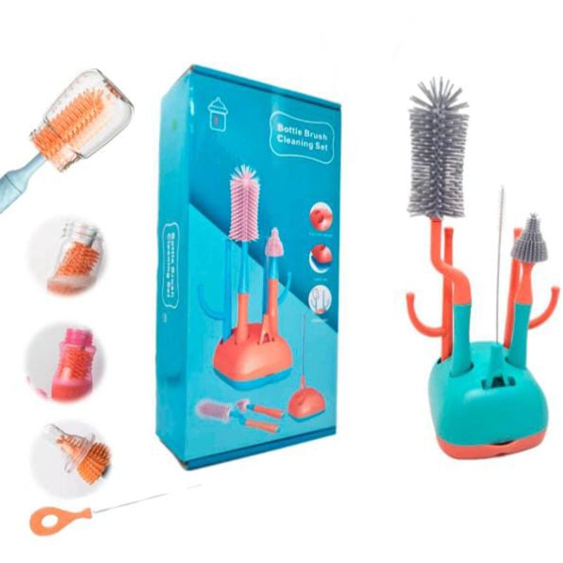 GENERICO - Set de limpieza para biberones 4 en 1 de Silicona