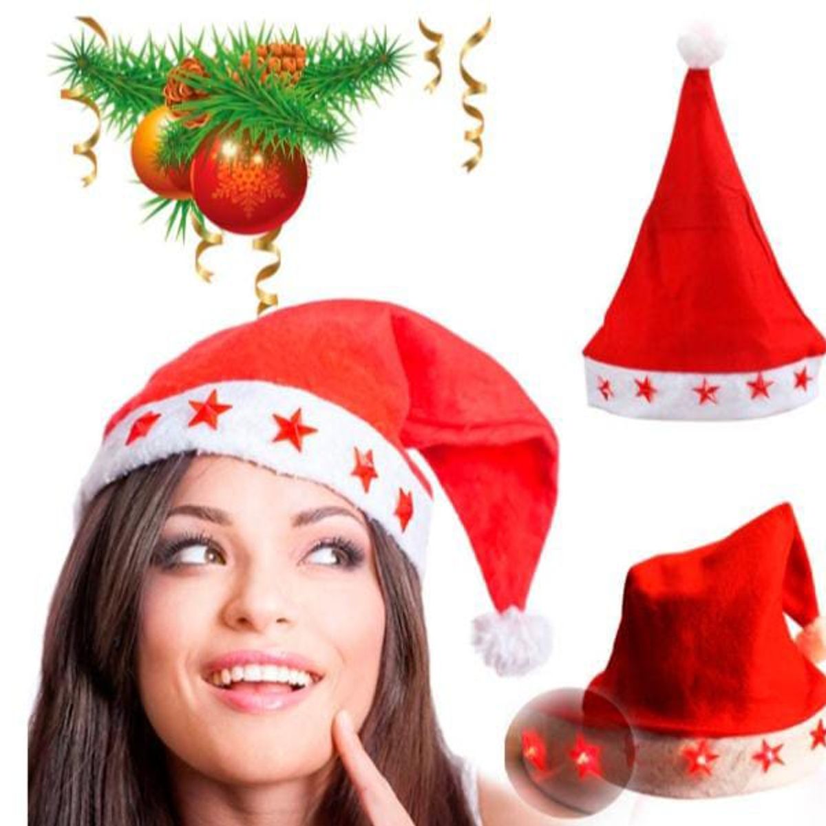 GENERICO - 3 pack de gorros navidad con luces led 3 tiempos
