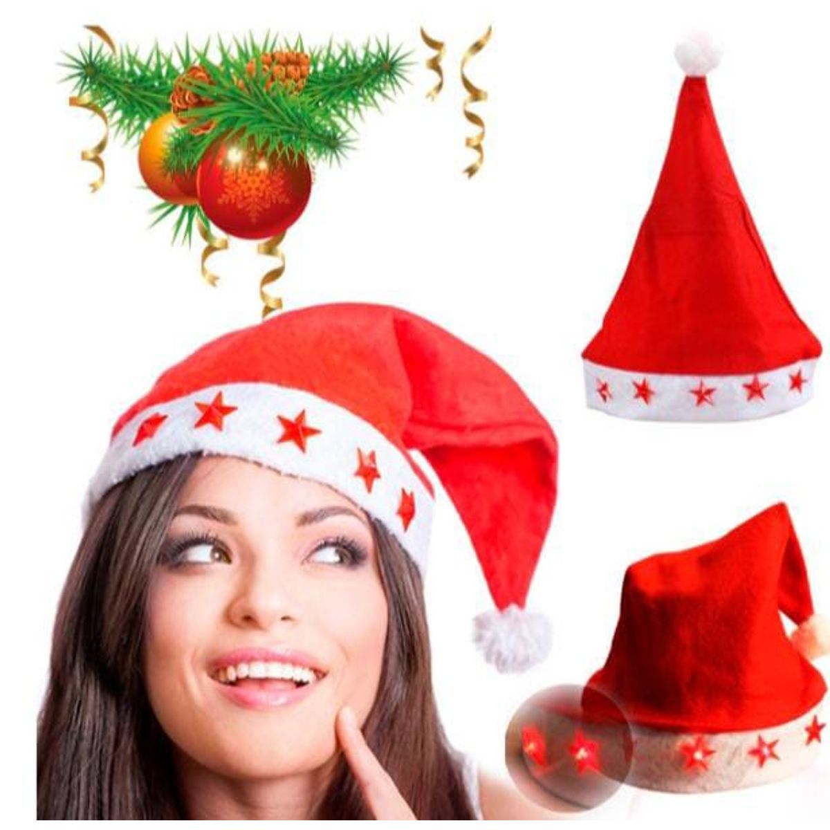 GENERICO - 3 pack de gorros navidad con luces led 3 tiempos