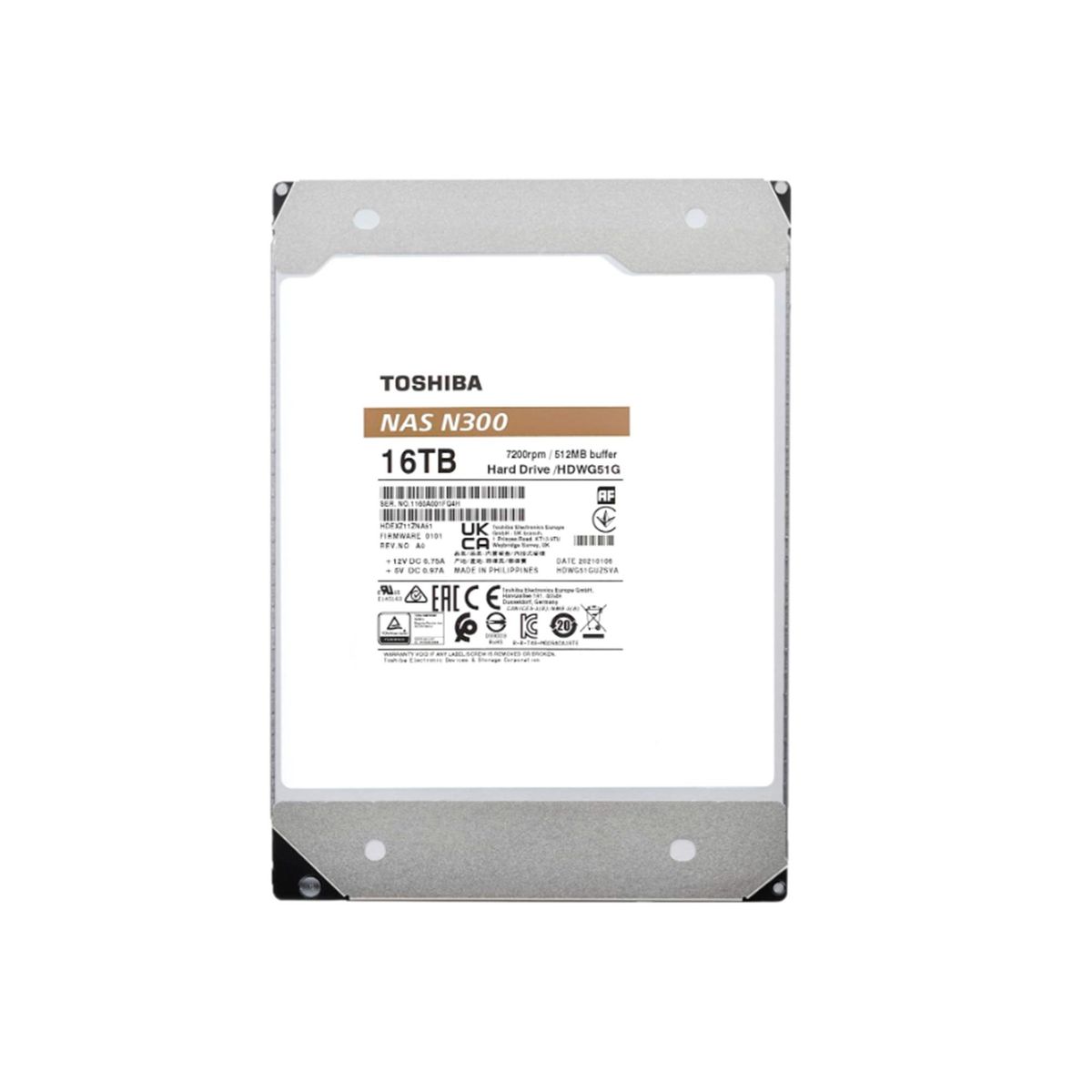 TOSHIBA - DISCO DURO TOSHIBA N300 16TB, SATA 6.0GB/S, NAS P/N: HDWG51GXZSTA