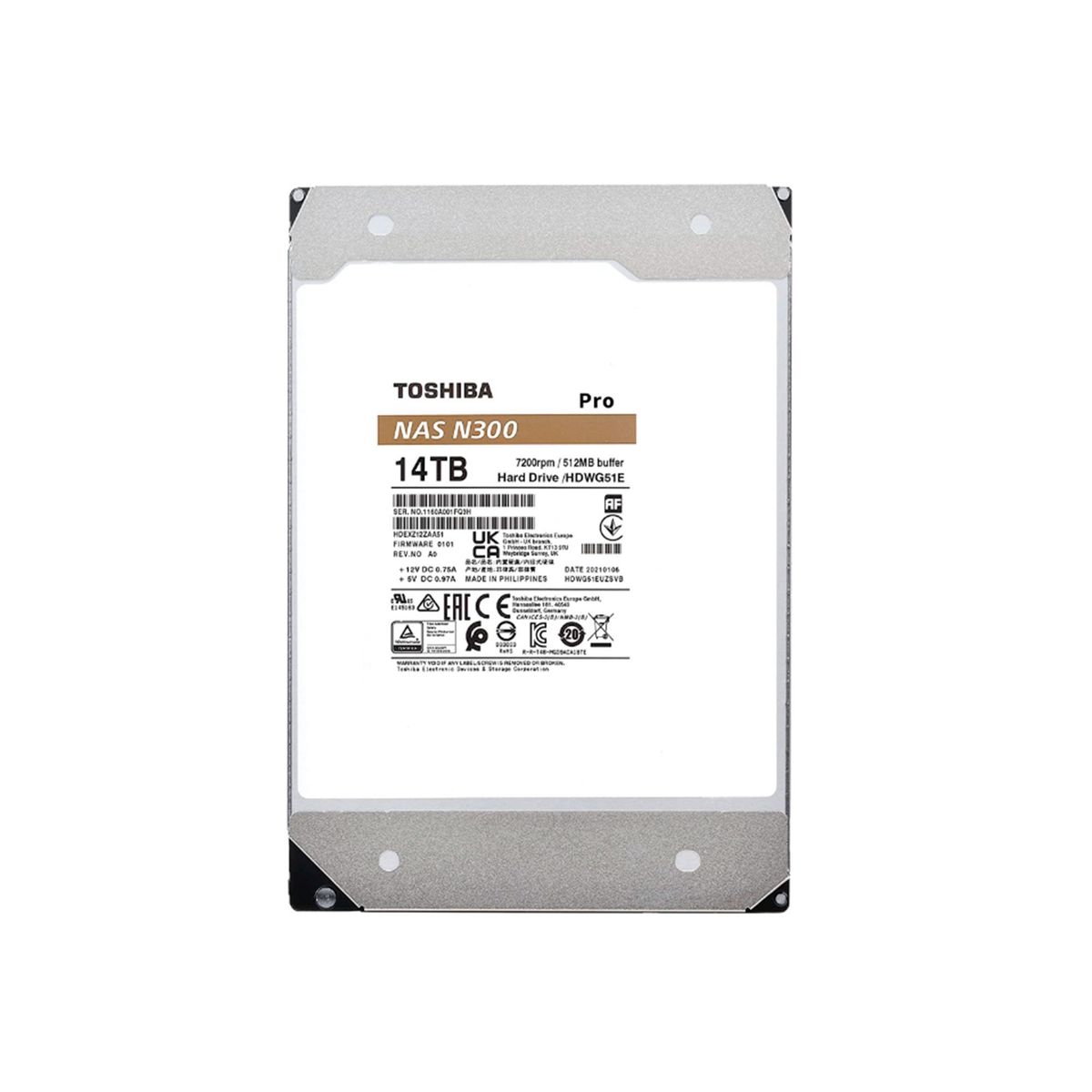 TOSHIBA - DISCO DURO TOSHIBA N300 PRO, 14TB NAS, SATA 6.0GB/S P/N: HDWG51EXZSTB