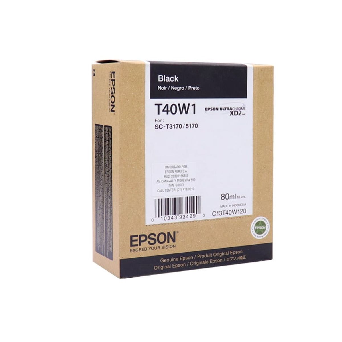 EPSON - Cartucho de Tinta Epson T40W120 UltraChrome XD2 80ml Color Negro