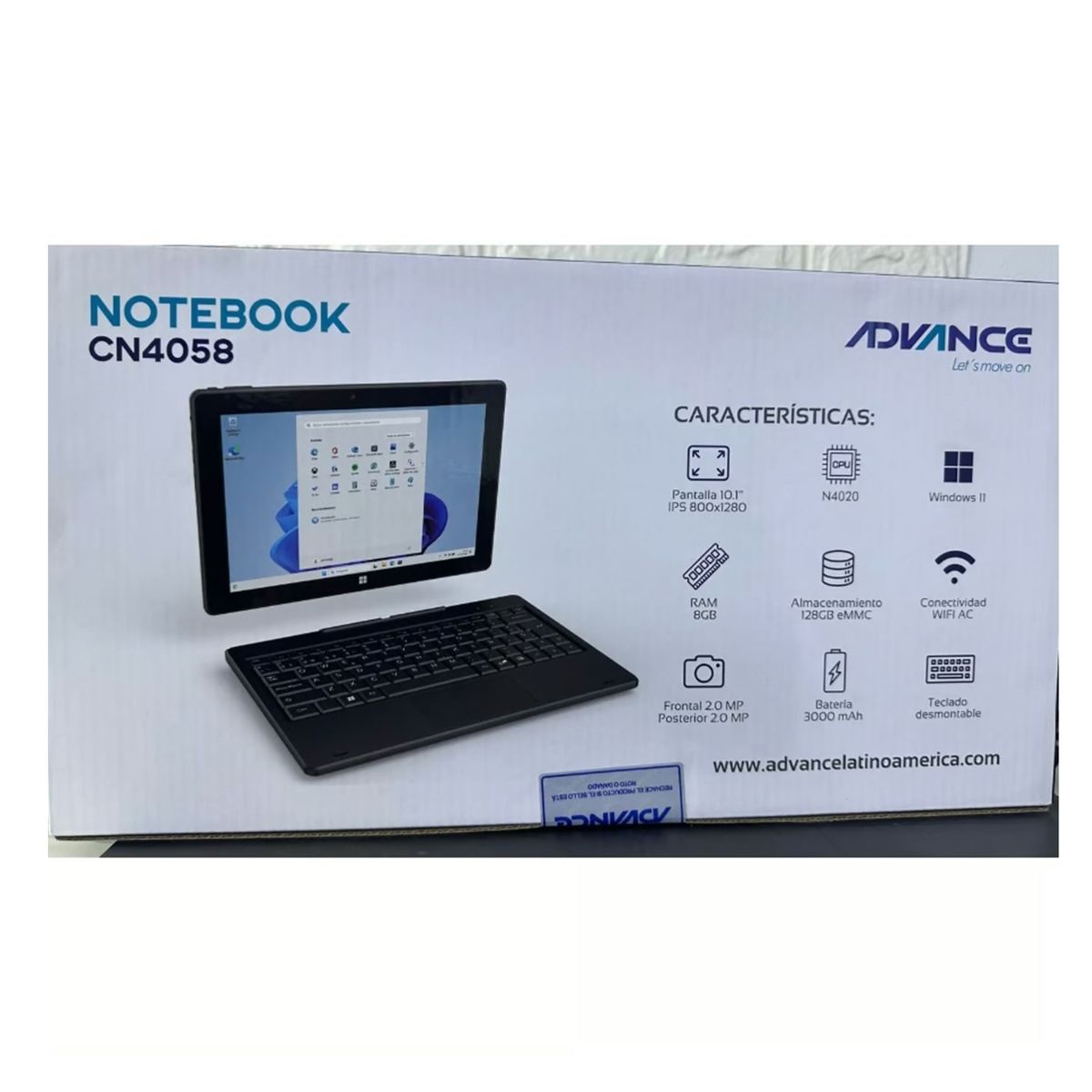 ADVANCE - Laptop ADVANCE CN4058 2 EN 1 Celeron N4020 8GB RAM 128GB EMMC 10.1" IPS
