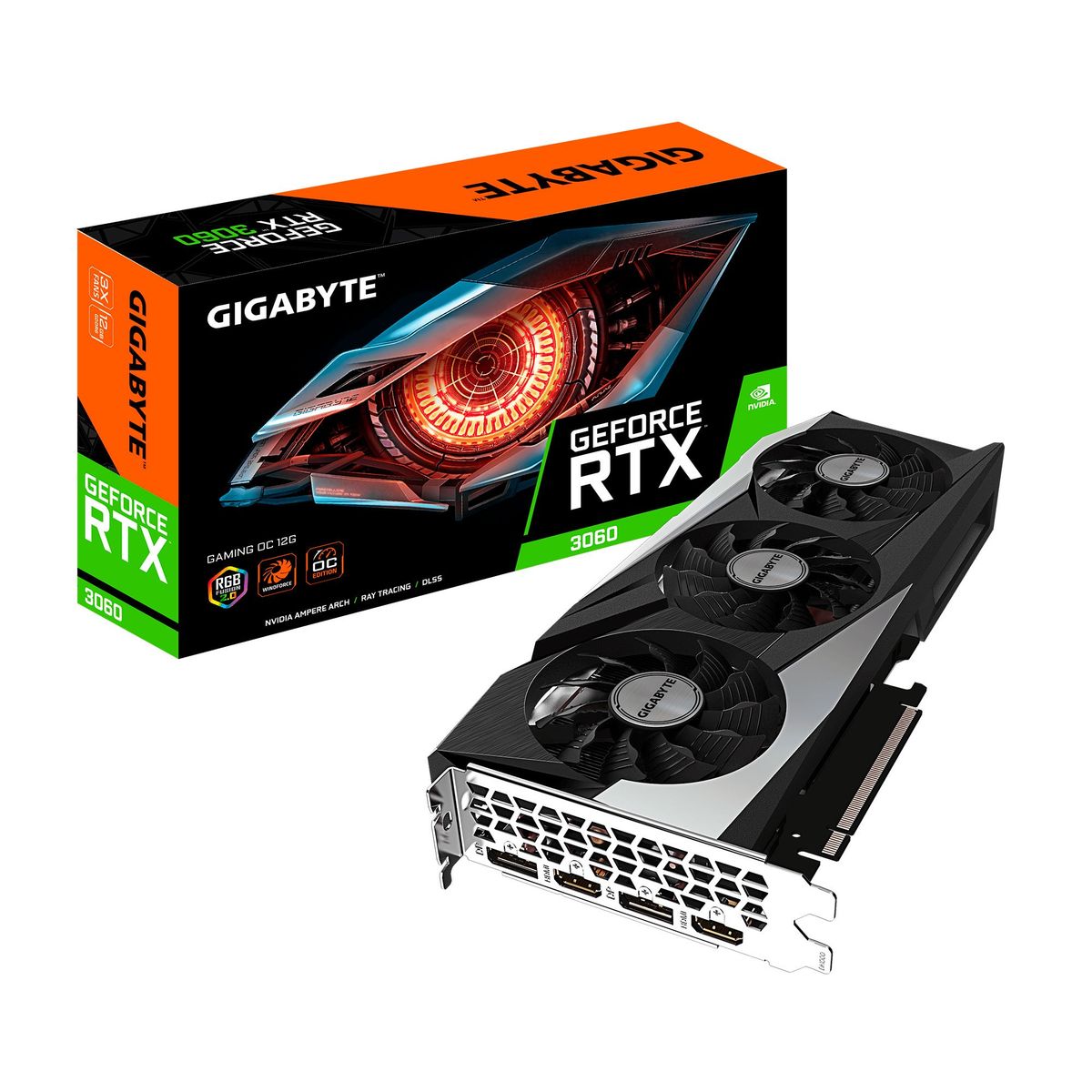 GIGABYTE - GIGABYTE RTX 3060 GAMING OC 12G G20 P/N: GV-N3060GAMING-OC-12GD-G20