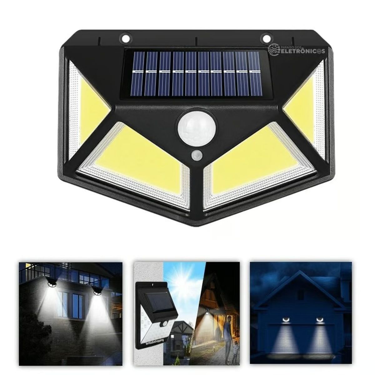 OEM - Reflector Solar 100LEDs Lampara de Pared Recargable Exterior