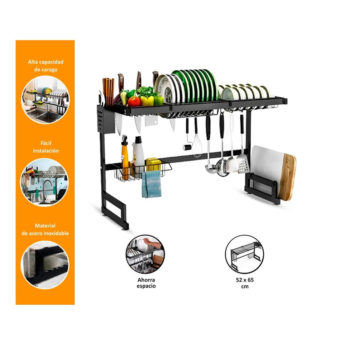 GENERICO - Escurridor de platos en acero inoxidable para lavadero