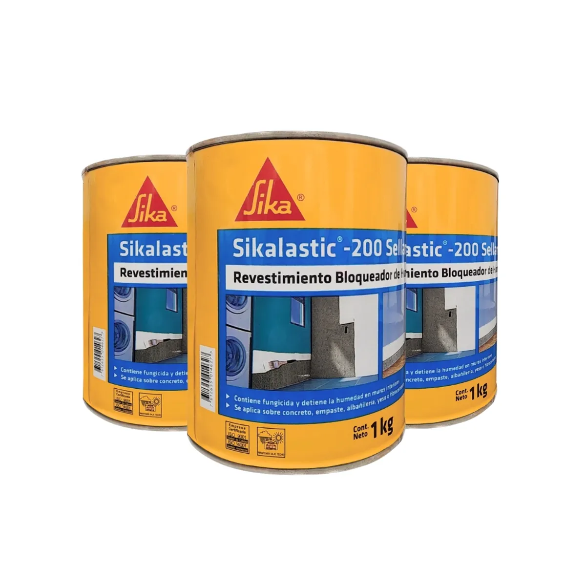 SIKA - Tripack Bloqueador anti salitre Sikalastic 200 Sellamuro PE Blanco 1Kg