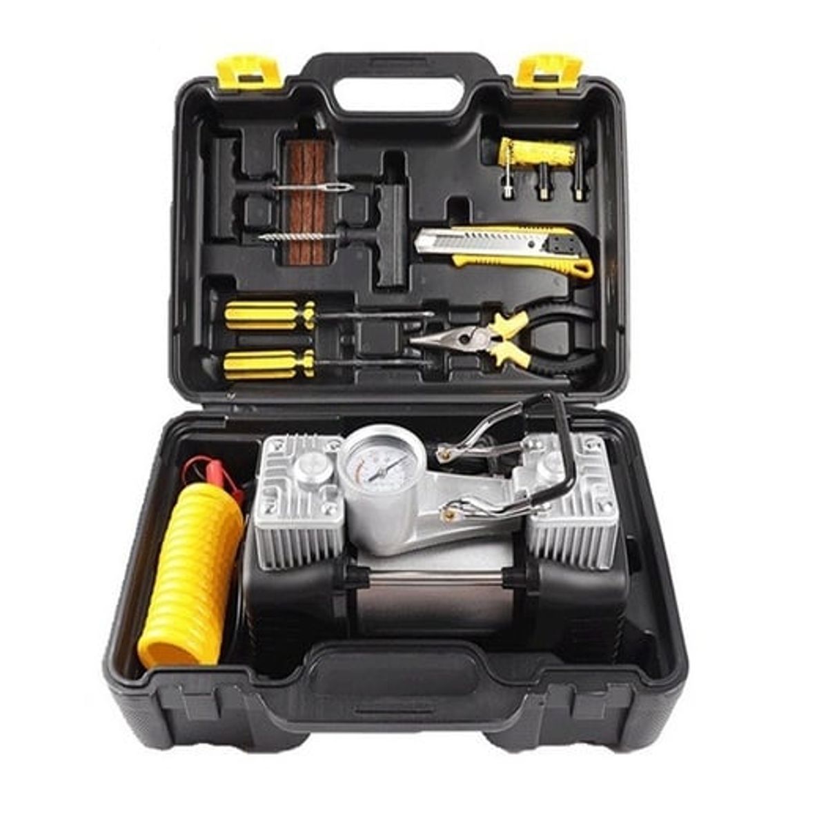 GENERICO - Compresor doble piston para auto kit de parches