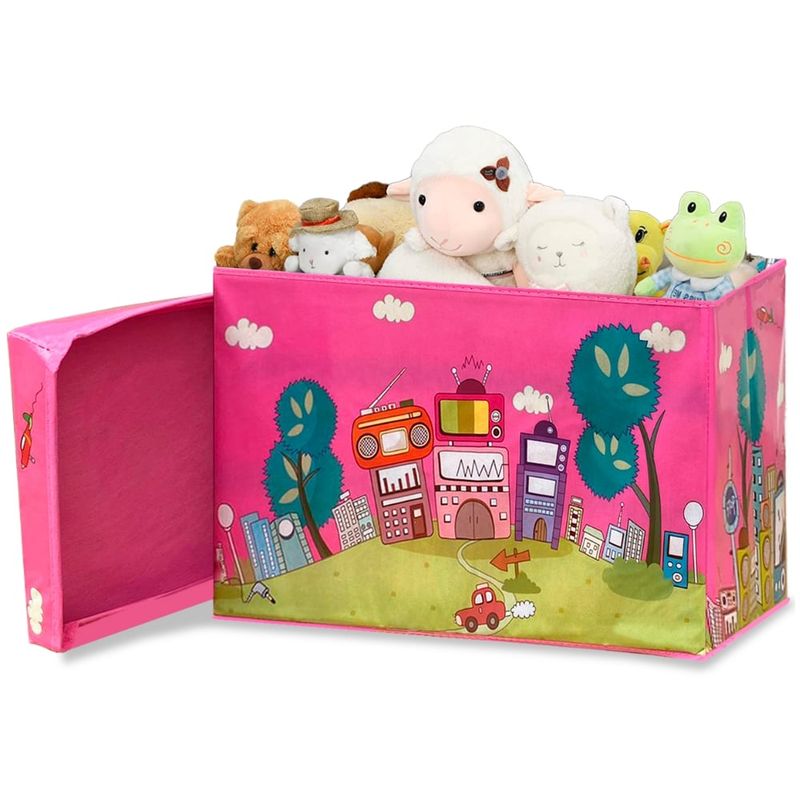 MINARI - Caja Puff Organizador de Juguetes para Niños Robot Rosa 595V