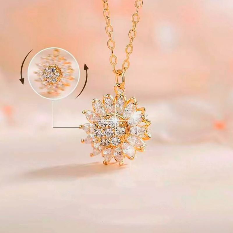 GENERICO - Collar Girasol Antiestrés Giratorio Dorado