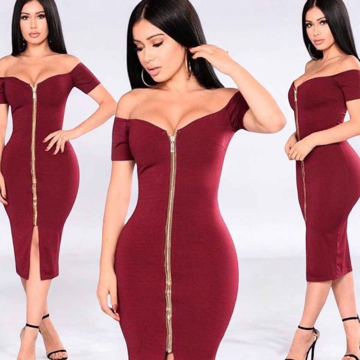 GENERICO - Conjunto Casual Rip Grueso Cierre Elegante Color Guinda