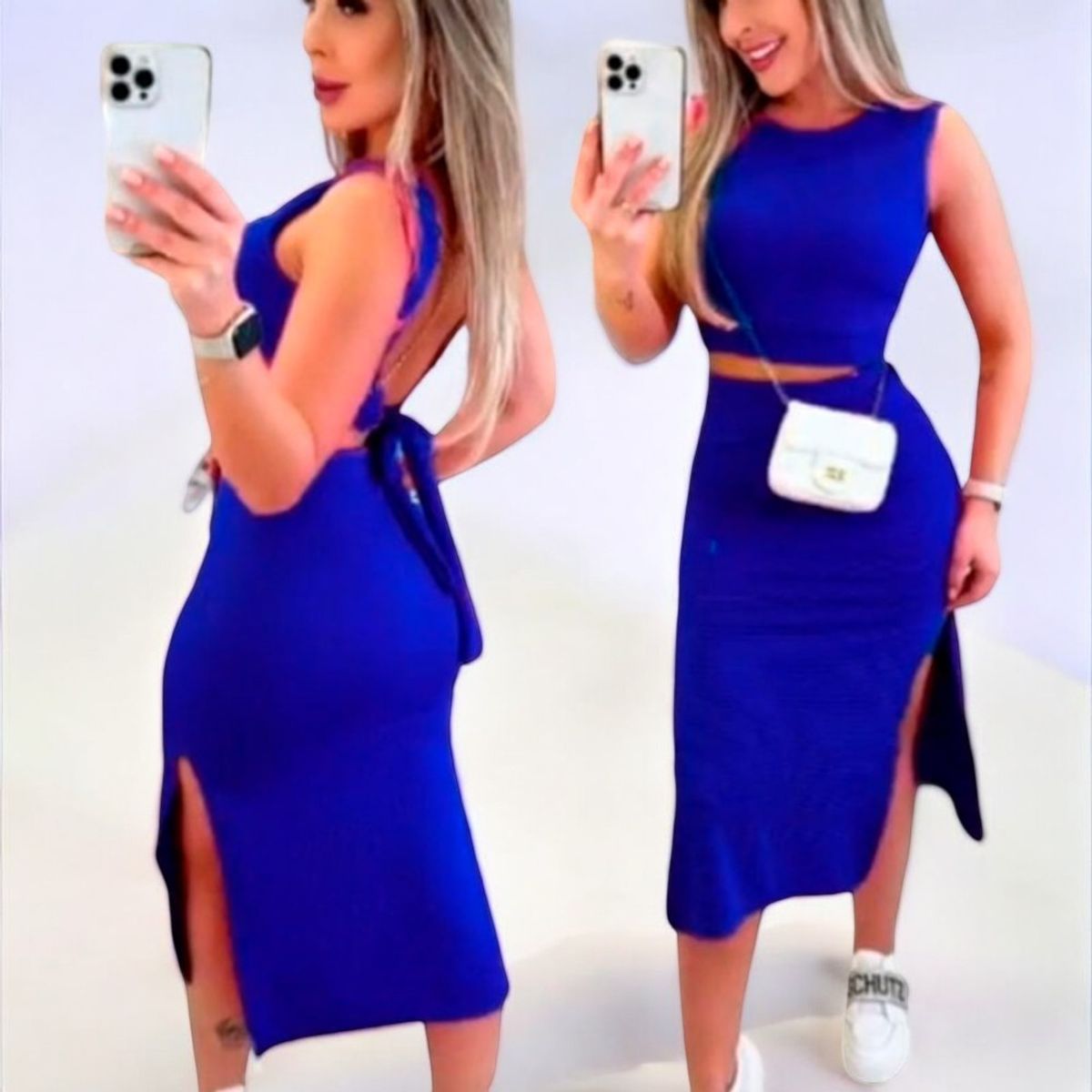 GENERICO - Conjunto Casual Rip Grueso Lazo Posterior Abierto Color Azul