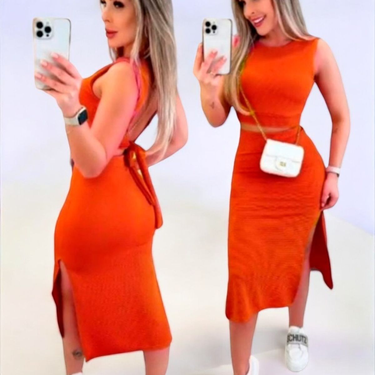 GENERICO - Conjunto Casual Rip Grueso Lazo Posterior Abierto Color Naranja