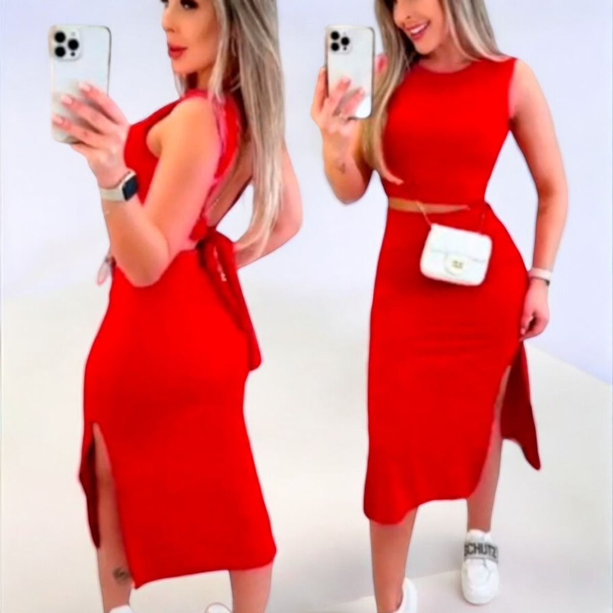 GENERICO - Conjunto Casual Rip Grueso Lazo Posterior Abierto Color Rojo