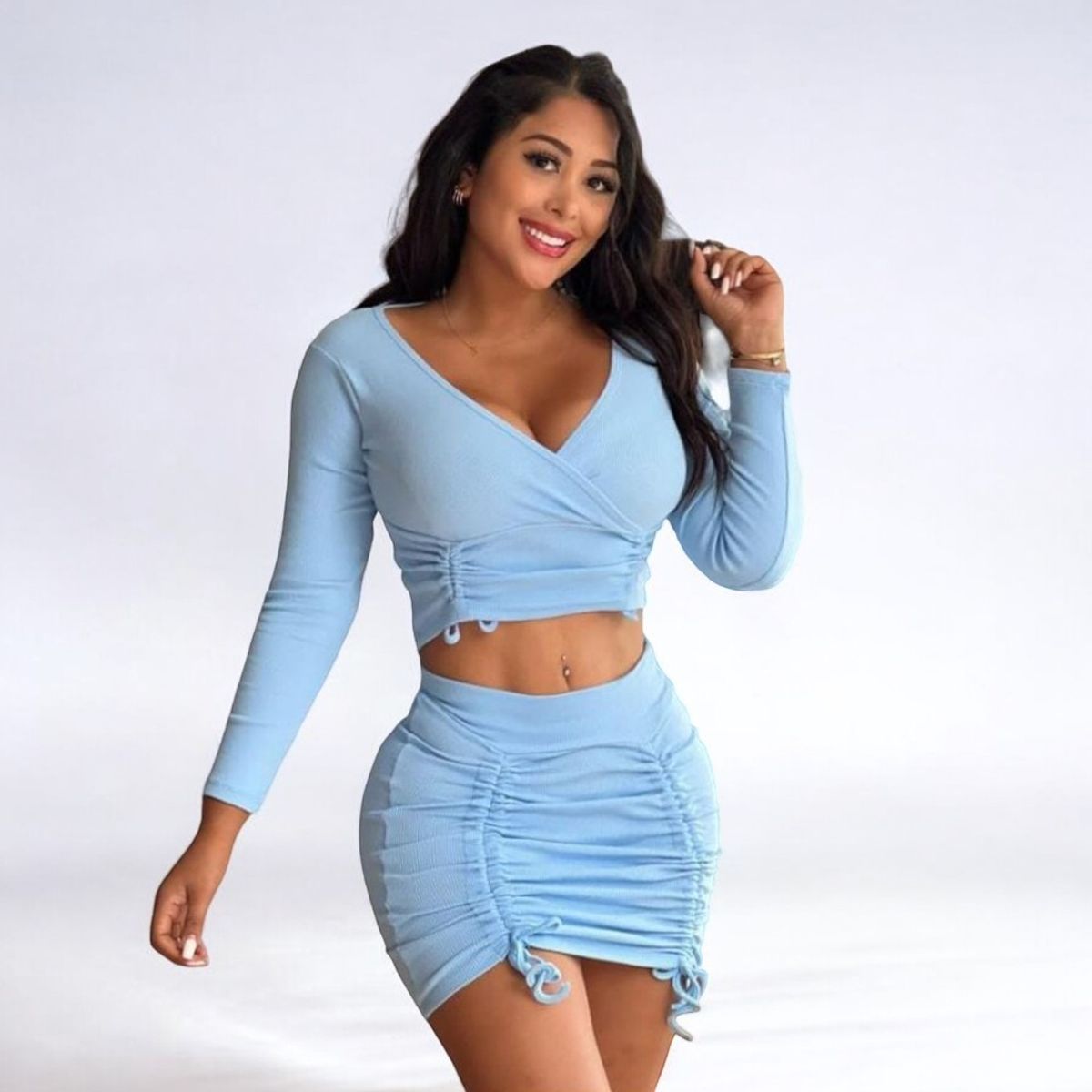 GENERICO - Conjunto Casual Rip Grueso Vanessa Terra Color Celeste