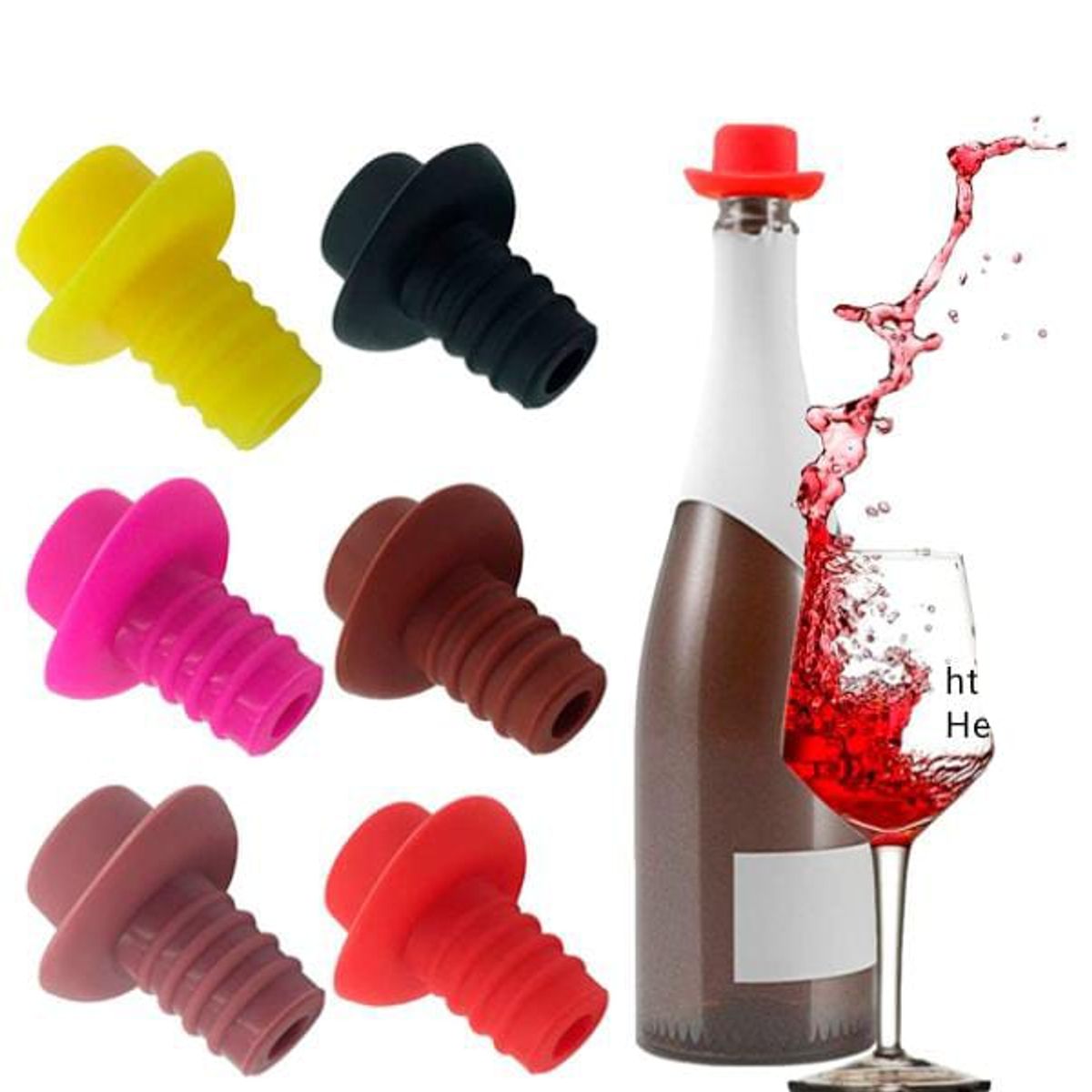 GENERICO - TAPON DE SILICONA TIPO CORCHO PARA BOTELLA VINO CERVEZA