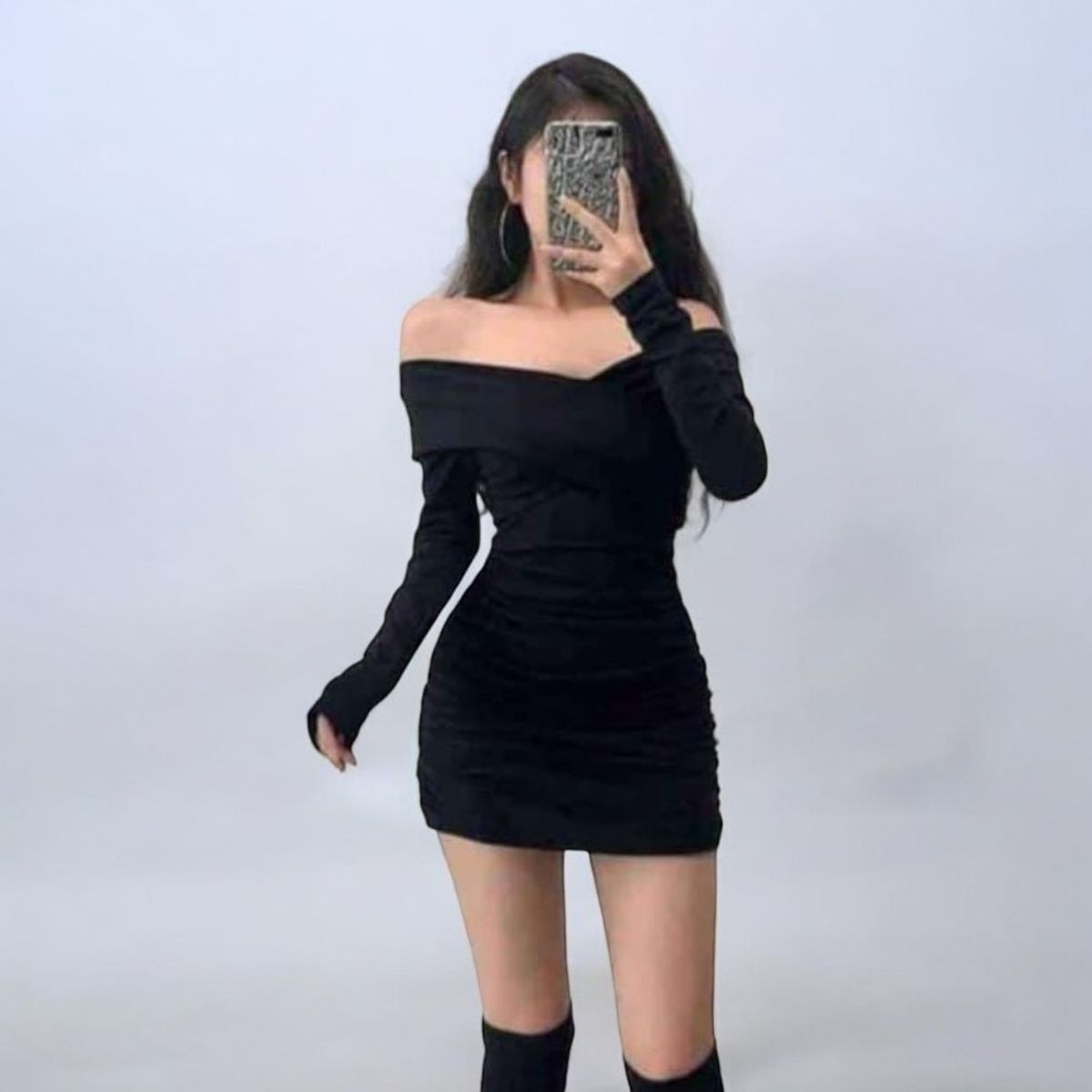 GENERICO - Vestido Casual Rip Grueso Corto Color Negro